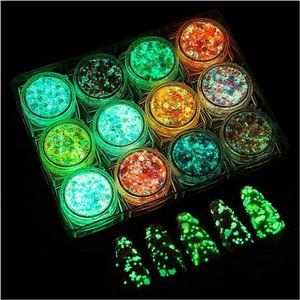 Glow inThe DarkBody Face Glitter Gel,12Colors Luminous Iridescent Chunky Glitter